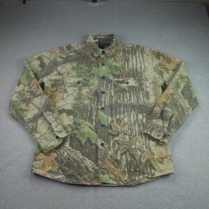 Rattlers Brand Camo Shirt Mens Medium Green Realtree Camouflage Button Up Snake